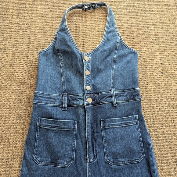 Show Me Your Mumu Fort Worth Jumpsuit Ridge Blue Size Large Missing Belt - Picture 5 of 14